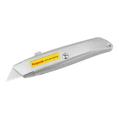 Polymak Zinc Alloy Heavy-Duty Utility Knife Sharp SK5 Blade Retractable Quick-Change Cutter HT-P-CK3-ZA19.61 (Pack of 2)