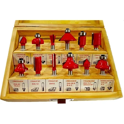 Galaxy Pro 6.35mm 12 Pcs Router Bit Set