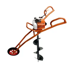 Heavy Duty 63-cc Trolley Type Single Wheel Earth Auger / Post hole digger with 12 inch Auger Bit