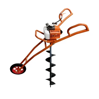 Heavy Duty 63-cc Trolley Type Single Wheel Earth Auger / Post hole digger with 6 inch Auger Bit