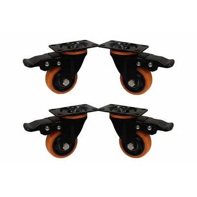 Heavy Duty 2.5 inch / 63 mm Pack Of 4 Swivel With Brake Type Double Ball Bearing PP Caster Wheel
