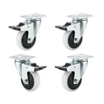 Heavy Duty 2.5 inch / 63 mm Pack Of 4 Swivel With Brake Type Single Ball Bearing PP Caster Wheel