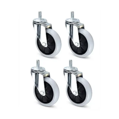 Heavy Duty 2.5 inch / 63 mm Pack of 4 Thread Type Single Ball Bearing PP Caster Wheel