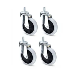 Heavy Duty 2.5 inch / 63 mm Pack of 4 Thread Type Single Ball Bearing PP Caster Wheel