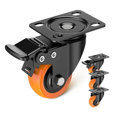 Heavy Duty 650 lbs 360 Degree Rotation 2 Lock With Swivel & 2 Swivel Plate Type Caster Wheel Combo (Pack of 4)