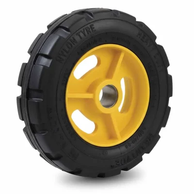Heavy Duty 350 x 75 MM / 14 x 3 Inch 650 Kg Load Capacity Rubber Wheel ( C.I + Wheel ) Without Ball Bearing