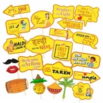 22 Pcs Haldi Photo Props For Bride & Family 300GSM Cardstock(Pack of 3)