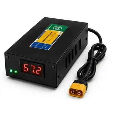 Premium Quality 67.2V 6A Joy E-Bike Lithium LiFePO4 Battery Charger with Metal Body & XT90 Male Connector