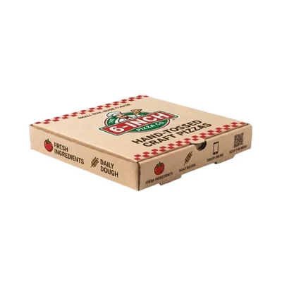 Pack of 100 | 6 Inch 3ply Cardboard Kraft Paper Printed Pizza Box for Food Safe Takeaway Packaging
