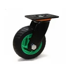 Heavy Duty 6 inch / 150 mm Swivel Type Double Ball Bearing Solid Rubber Green Caster Wheel