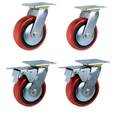 Prakash 6  Inch Heavy Duty 2 Swivel Type & 2 Swivel Safety Brake Type Caster Wheel ( Thickness 5.5 mm)