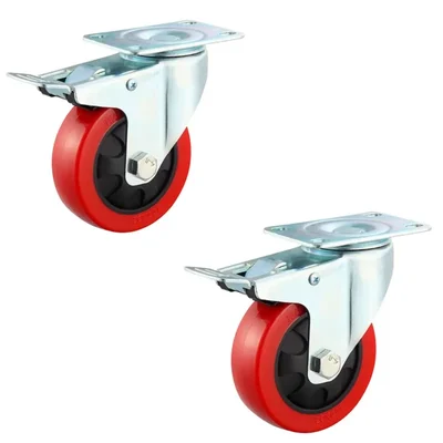 Prakash 6 Inch With 2.5mm thickness Safety Brake Swivel Type 2 Pcs Medium Duty Castor Wheel