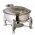 Stainless Steel 6 Ltr Plain Round Hydraulic Chafing Dish with Half Glass Lid