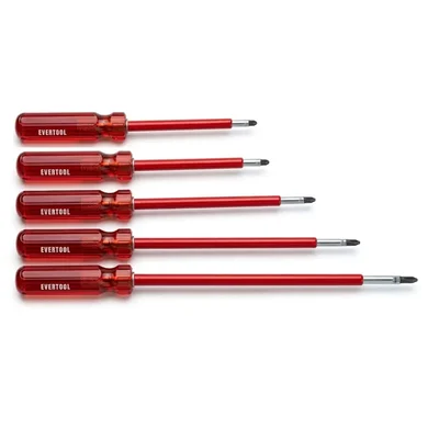 EVERTOOL 6mm Insulated 2-in-1 Reversible S2 Screwdriver Set ISI Mark (100-300mm) EV-6100/6150/6200/6250/6300