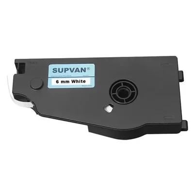 Supvan 6mm Ultra Slim 16m High Capacity Laminated Black on White Cable ID Printer Cassette Tape TP-L06EW