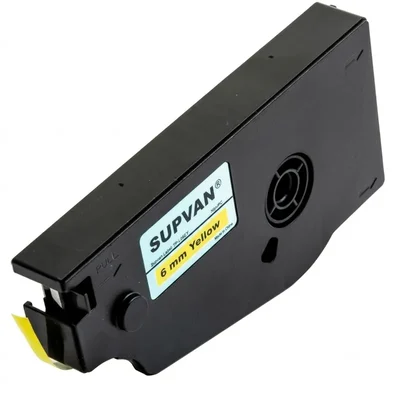 Supvan 6mm Black on Yellow High-Visibility 16-Meter Industrial Laminated Labeling Tape Cassette TP-L06EY
