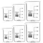 Cometek Borosilicate Glass Beaker Set of 6(50ml x2,100ml x2, 250ml x2,) Heat Resistant for Lab Home& DIY Use