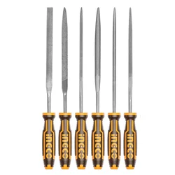 INGCO 6pcs File Set (Flat, Round, Half Round, Square, Triangle, Knife), 140mm Long (HKTF63)