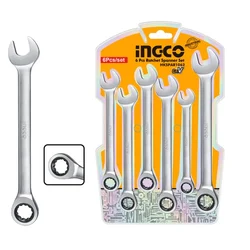 Ingco 8-17 mm 6 Pcs Ratchet Spanner Set (HKSPAR1062)