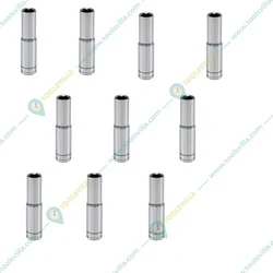 Keaa 10 Pcs 1/4 Inch Drive 6 Point Deep Socket 10 mm Chrome Vanadium Metric Extra Reach Hand Tool for Hex Fasteners