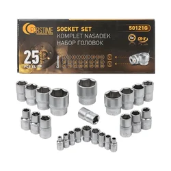 FORSTIME 25 Piece ½″ Drive Chrome Vanadium (CR-V) Socket Set – Metric Sizes 8–32 mm with Durable Carry Case (FT-50121G)