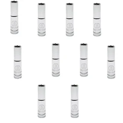 Keaa 10 Pcs 1/4 Inch Drive 6 Point Deep Socket 8mm Chrome Vanadium Extra Reach Metric Hand Tool for Hex Fasteners