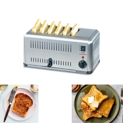 Premium Quality 6 Slice Electric Stainless Steel Bread Toaster, 3000W