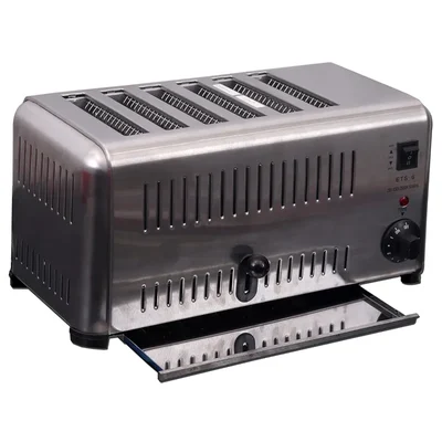 6 Slices Commercial Bread Toaster Auto Pop Up, High Grade Stainless Steel Body