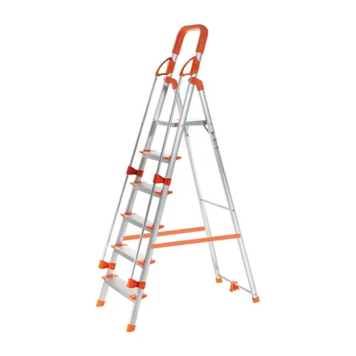 Houza Anti-Slip 6 Step Aluminium Foldable Ladder With Railing (HZ-WR-06-01)
