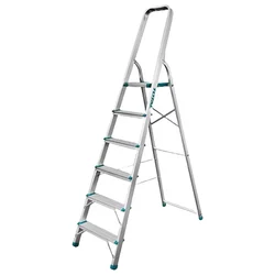 TOTAL 6 Step Household Aluminum Ladder With 150 Kg Load Capacity (THLAD06061) 