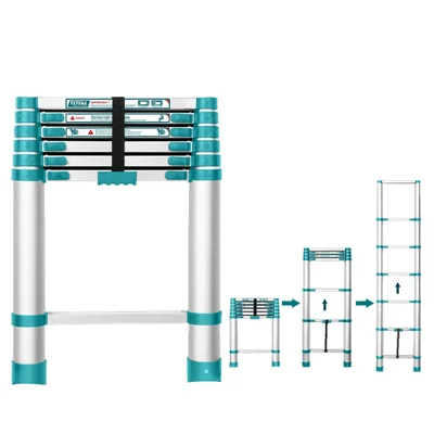 Total 6 Steps 6.5 Feet/2 Meter 150 Kg Load Capacity Aluminium Telescopic Ladder (THLAD08061)