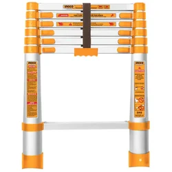 INGCO 6 Step (6.50 Feet / 2 Meter) Aluminium Telescopic Ladder,150 kg Load Capacity For Multipurpose Use (HLAD08061)