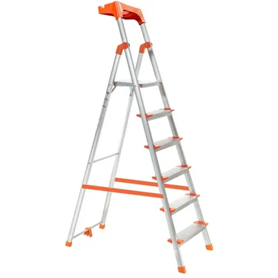 PROHOME 6 Step Foldable Aluminium Tool Tray Ladder for Home ( AQUA-LADD-06 APEX ) 5-Year Warranty