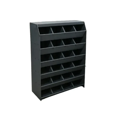 ALIJA 36 x 24 x 9 inch 6-Tier Wall Mounted Display Shelf, Gray Storage Organizer with 24 Compartments