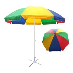 Heavy Duty 7ft Outdoor Folding Umbrella with 4 Leg Strong Base Stand
