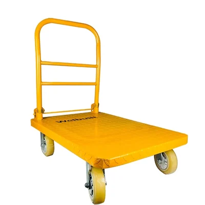 Welbuilt 700 kg Capacity Heavy Duty Iron Platform Trolley with 360° Degree Swivel Wheels - (colour-Yellow) 
