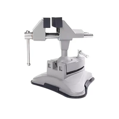 Hoteche 70mm Jaw Width 70x60mm 360° Swivel Angle Stainless Steel Grey Industrial Vacuum Base Vice 300221
