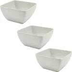 Set of 7.5, 10 and 12 inch White Melamine Curved Square Bowl