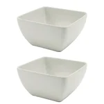 7.5 inch White Melamine Curved Square Bowl - Pack of 2