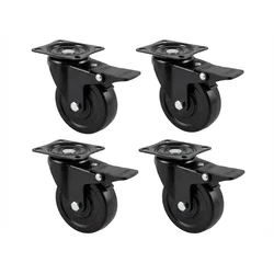 Heavy Duty 3 inch / 75 mm Pack Of 4 Swivel With Brake Type Plain Bore Hard Rubber Caster Wheel