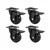 Heavy Duty 3 inch / 75 mm Pack Of 4 Swivel With Brake Type Plain Bore Hard Rubber Caster Wheel