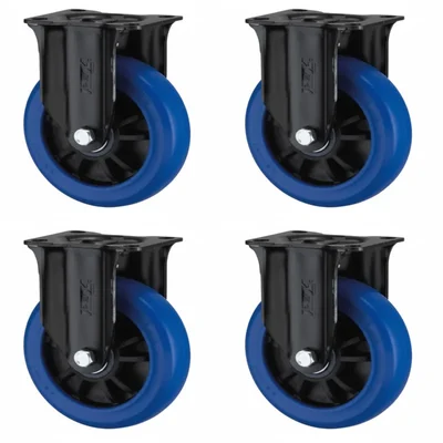 Heavy Duty 80 kg Load Capacity 4 pcs 3 inch (75 mm) Fixed Type Single Ball Bearing Elastic Rubber Caster Wheel