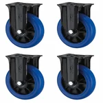 Heavy Duty 80 kg Load Capacity 4 pcs 3 inch (75 mm) Fixed Type  Single Ball Bearing Elastic Rubber Caster Wheel