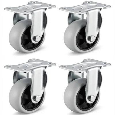 Heavy Duty 3 inch / 75 mm Pack Of 4 Fixed Type Single Ball Bearing PP Caster Wheel