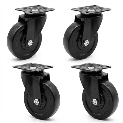 Heavy Duty 75 mm / 3 inch Pack Of 4 Swivel Type Plain Bore Hard Rubber Caster Wheel