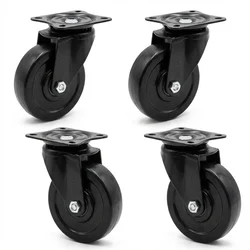 Heavy Duty 75 mm / 3 inch Pack Of 4 Swivel Type Plain Bore Hard Rubber Caster Wheel