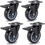Heavy Duty 3 inch / 75 mm Pack Of 4 Swivel With Brake Type Plain Bore PU Caster Wheel