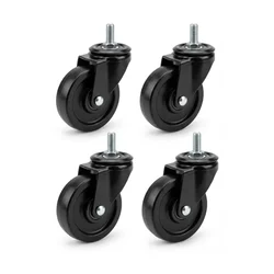 Heavy Duty 75 mm / 3 inch Pack Of 4 Thread Type Plain Bore Hard Rubber Caster Wheel