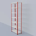 Alija 84 x 28 x 15 Inch 7 Shelves Multipurpose Storage Rack With Accessories ( Colour- Red & Ivory )