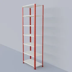 Alija 84 x 28 x 15 Inch 7 Shelves Multipurpose Storage Rack With Accessories ( Colour- Red & Ivory )(Gauge-22 Gauge)